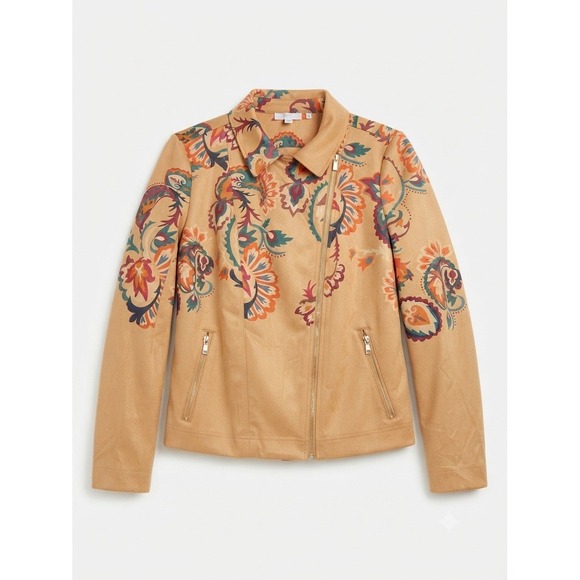 Chico's Jackets & Blazers - Chicos M Floral Zip Jacket Colorful Stretch New Fall Winter